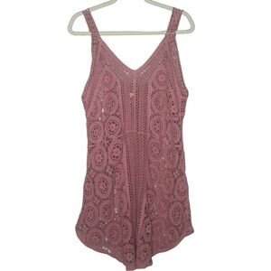 Pink Crochet Swim Coverup